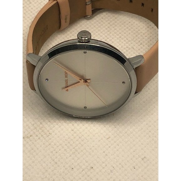 Michael Kors MK2778 Unisex Pink Leather Analog Sil - Picture 6 of 9